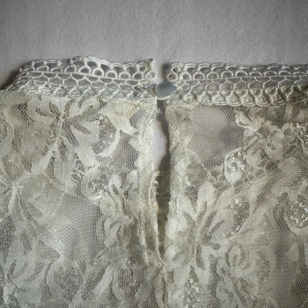 Adiva Cream Lace Western Blouse Rodeo Cowgirl Top Boho Prairie Romantic Size M - Picture 7 of 8